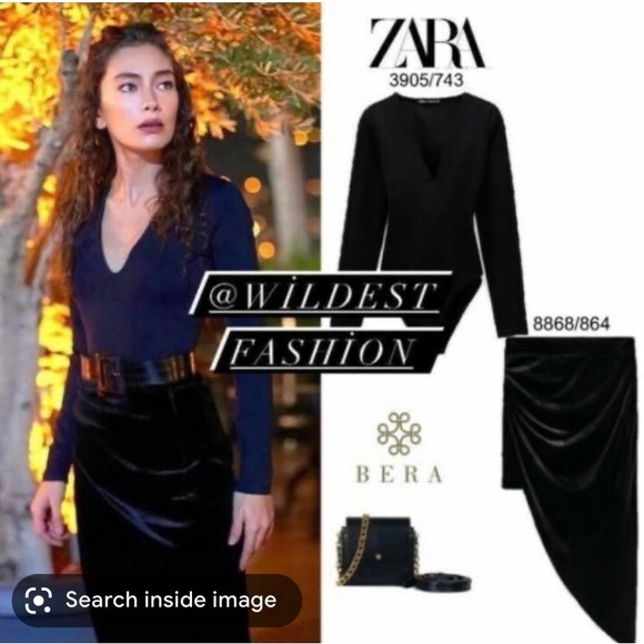 Asymmetrical Velvet MIDI Skirt - Picture 3 of 5